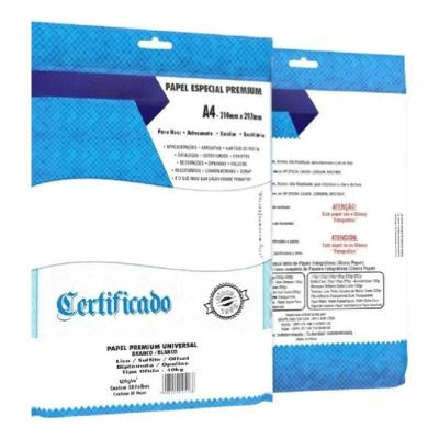 Papel Diplomata Offset Liso 120G-M2 A4 Pacote com 50 Folhas para Impressão Branco