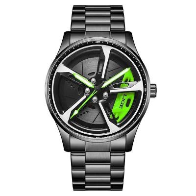 Relógio Masculino 89251 Analógico LED Aço Inox Roda do Carro Preto Lige