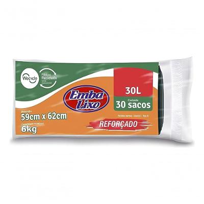 Saco para Lixo Embanew 30L Reforçado Preto Embalixo 30 Unidades