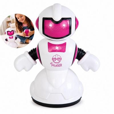 Robô de Brinquedo com Controle Remoto Luz e Som Interativo Rosa para Crianças 3 Anos