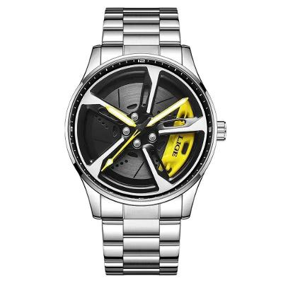 Relógio Masculino Lige 89251 Roda do Carro Aço Inox LED Prata