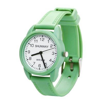 Relógio de Pulso Masculino S582-09-1 Analógico Silicone Resistente à Água Verde Tudo em Caixa