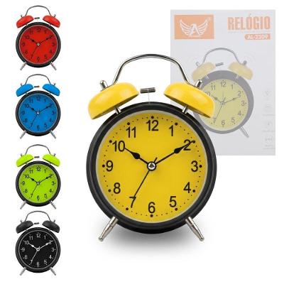 Relógio de Mesa Analógico com Despertador Altomex AL-2309 com Alarme Sonoro 1.5V Amarelo