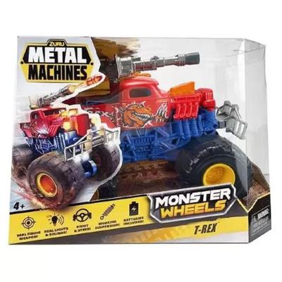 Veículo com Lançador Monster Wheels Dinossauro T-rex Metal Machine com Luzes e Som Amarelo Candide