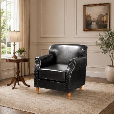 Poltrona Londres Decorativa com Revestimento em Couríssimo Confortável Preto Bella Decor