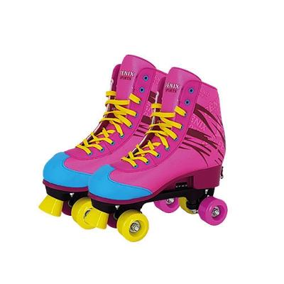 Patins RL-06 Ajustável 31 a 34 com Trava Borboleta Freio Frontal Rosa Fênix