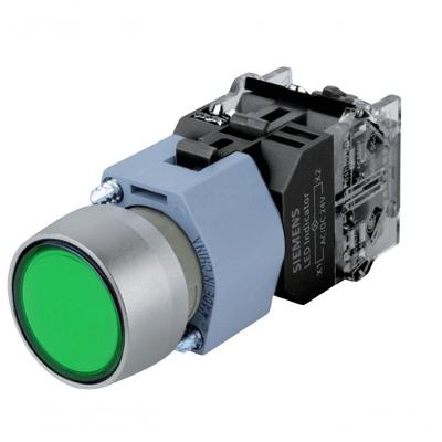 Botão de Comando Siemens 3SB7130-0AB40-1BA0 Completo 1NA Verde 22MM Bivolt