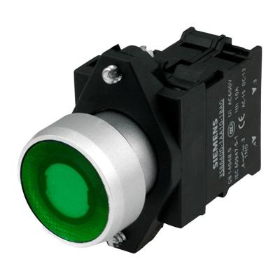Botão de Comando Sinalizado Siemens 3SB6136-0DB40-1BA0 220VCA 1NA Verde