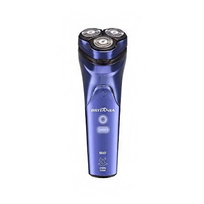 Barbeador Elétrico Britânia BBA07 Aparador de Barba Lâmina Aço Inoxidável sem Fio Azul Cromado