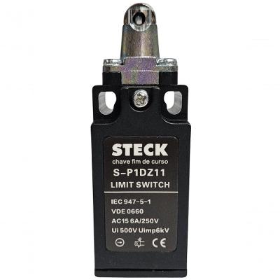Chave Fim de Curso Steck SP1DZ11 com Roldana Pistão Termoplástico Bivolt