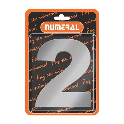 Placa Acm Aco Escovado Numeral N 2 para Casa Acabamento Bivolt Cinza