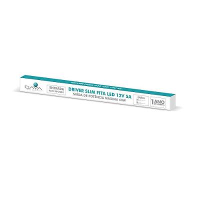 Driver Fonte Slim 9366 com Saída 12V 5A Até 60W Bivolt Prata Gaya