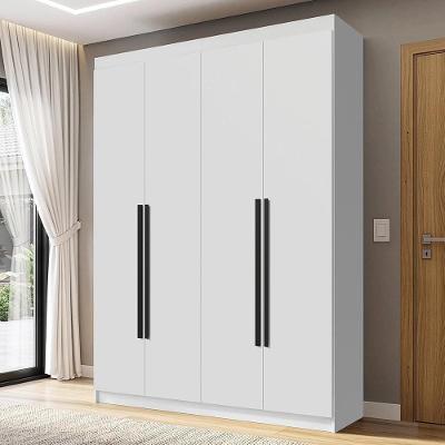 Guarda Roupa Solteiro Venus 1105K52G1 4 Portas de Bater com Gavetas MDP Branco-Branco-Preto Madesa