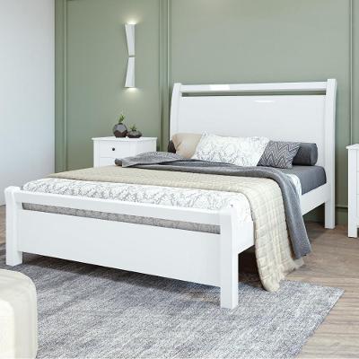 Cama Casal Reali 2022 MDF-MDP Branco Móveis Lopas 140CM