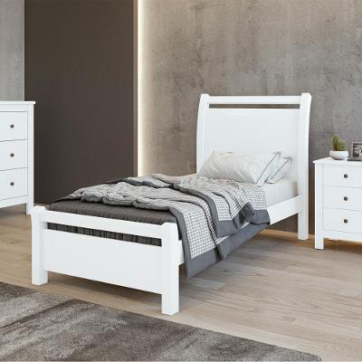 Cama Solteiro Reali MDF-MDP com Dispositivo Anti Ruído Branco Móveis Lopas