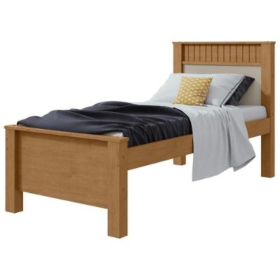 Cama Solteiro Athenas com Cama Auxiliar MDF-MDP Amêndoa Móveis Lopas