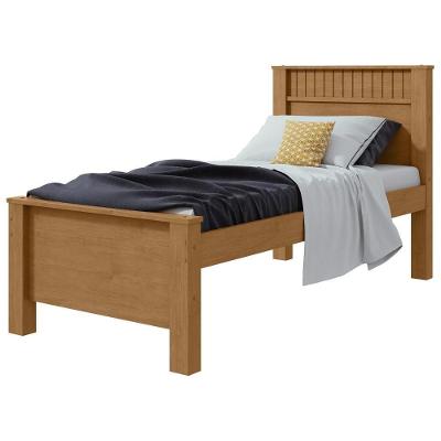 Cama Solteiro Athenas 2022 com 2 Gavetas MDF-MDP Amêndoa Móveis Lopas