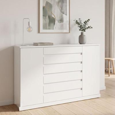 Cômoda Vedra 7 Gavetas MDP Puxador Metálico Branco Móveis Lopas