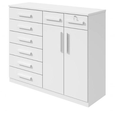 Cômoda Toronto 8 Gavetas MDF-MDP Puxador Plástico Branco Móveis Lopas