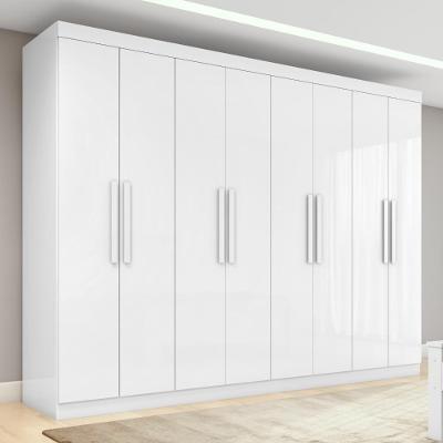 Guarda Roupa Casal Easy Slim 8 Portas de Bater 4 Gavetas MDP Branco Móveis Lopas 236CM
