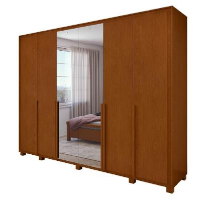 Guarda Roupa Casal Easy Space 6 Portas de Bater 6 Gavetas MDF com Espelho Frassino Móveis Lopas
