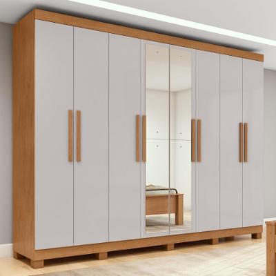 Guarda Roupa Casal Easy Slim 8 Portas de Bater 4 Gavetas MDP Clean-off White Móveis Lopas 236CM