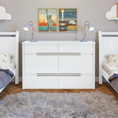 Cômoda Urban 8 Gavetas MDF-MDP Puxador Alumínio Branco Móveis Lopas 152CM