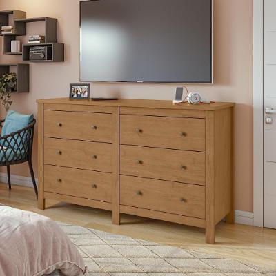Cômoda Maggiore 6 Gavetas MDF-MDP Puxador Metálico Amêndoa Móveis Lopas