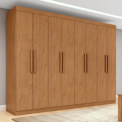 Guarda Roupa Casal Easy Slim 8 Portas de Bater 4 Gavetas MDP Amendoa Clean Móveis Lopas 236CM