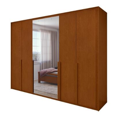 Guarda Roupa Casal Easy Space 6 Portas de Bater 6 Gavetas MDF com Espelho Frassino Móveis Lopas