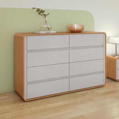 Cômoda Easy Like 8 Gavetas MDF-MDP Puxador Metálico Amendoa Clean e Off White Móveis Lopas