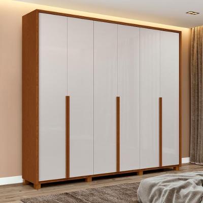 Guarda Roupa Casal Easy Move 6 Portas de Bater 4 Gavetas MDF Frassino-off White Móveis Lopas 240CM