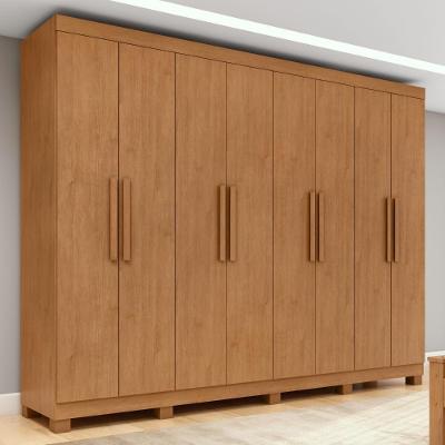 Guarda Roupa Casal Easy Slim 8 Portas de Bater 4 Gavetas MDP Amendoa Clean Móveis Lopas 236CM