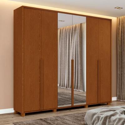 Guarda Roupa Casal Easy Move 6 Portas de Bater 4 Gavetas MDF com Espelho Frassino Móveis Lopas 240CM
