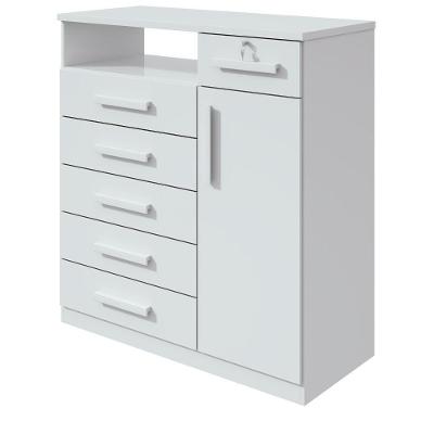 Cômoda da Vinci 2021 6 Gavetas MDP Puxador MDF Branco Móveis Lopas