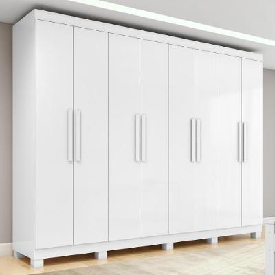 Guarda Roupa Casal Easy Slim 8 Portas de Bater 4 Gavetas MDP com Pés Branco Móveis Lopas 236CM