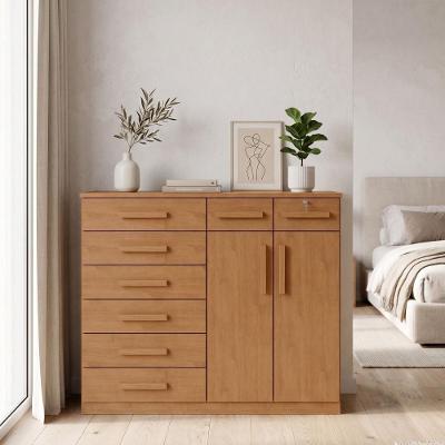 Cômoda Toronto 8 Gavetas MDF-MDP Puxador Plástico Amêndoa Móveis Lopas