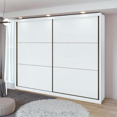 Guarda Roupa Casal Toronto Plus 2 Portas de Correr 6 Gavetas MDF Branco Móveis Lopas 269CM