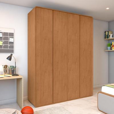 Guarda Roupa Solteiro Easy Like 4 Portas de Bater 3 Gavetas MDF Amêndoa Clean Móveis Lopas 184CM