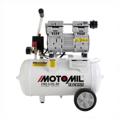 Compressor de Ar CMS-5-24B Silencioso Isento de Óleo Branco Motomil 24L