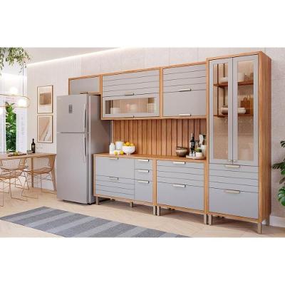 Cozinha Modulada Eloise 8 Peças MDF 120CM Cinamomo e Platina MGM