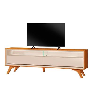 Rack Viena para TV 65" 180CM MDF com LED 2 Gavetas Off White