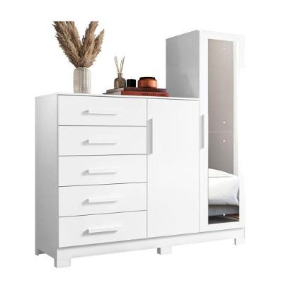 Cômoda New Master 5 Gavetas MDF MDP com Puxador MDF Branco Albatroz Móveis