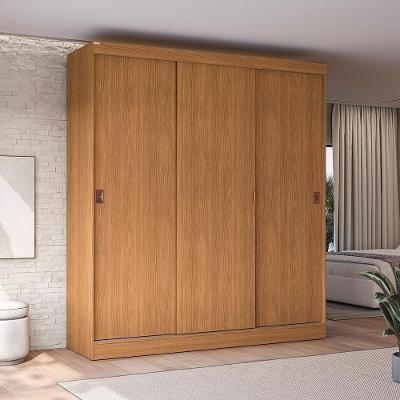 Guarda Roupa Casal R589-CN 3 Portas de Correr 2 Gavetas MDP Canela Kappesberg