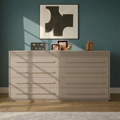 Cômoda Califórnia 8 Gavetas MDF-MDP com Corrediças Telescópicas Off White Benetil Móveis