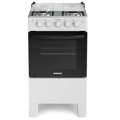 Fogão de Piso 4 Bocas Itatiaia Star New Aço Inox Acendimento Automático Branco Bivolt