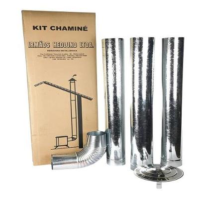 Chaminé Kit N° 115 com Acessórios Galvanizado Bivolt Lambiase 1 Curva 90º 1 Chapéu Fixo 3 Canos