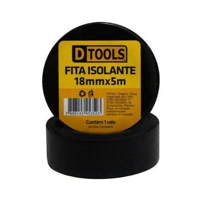 Fita Isolante Fita Isolante 5 Metros Preta 18MM Fácil Aplicação Bivolt Plástico Dtools
