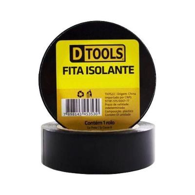 Fita Isolante 18mm X 20m Boa Isolação Elétrica Preta Dtools 20M