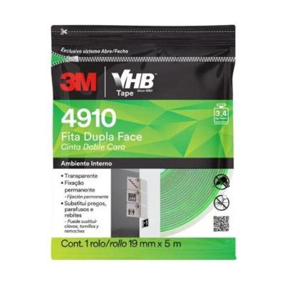 Fita Dupla Face VHB 4910 Adesão em Metais Transparente 3M 19MMX5M